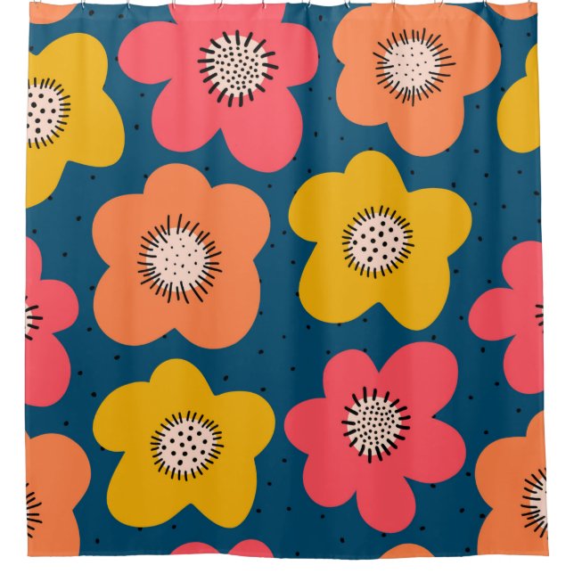 Seamless flower pattern. Bold florals Scandinavian Shower Curtain (Front)
