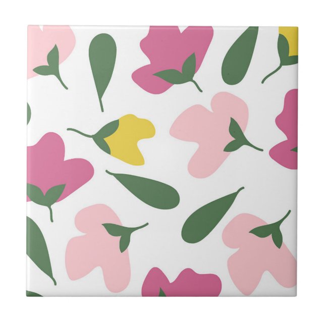 Seamless Flower Pattern Ceramic Tile (Front)