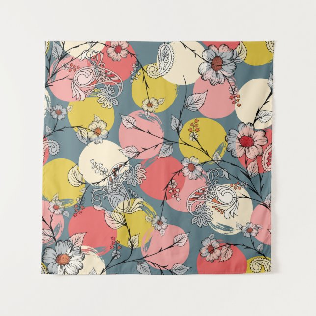 Seamless flower pattern on backgroundfloral, patte tapestry (Front)
