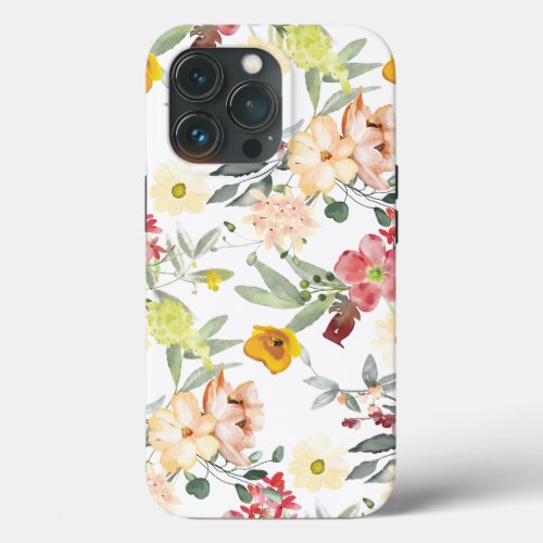 Seamless Flower Patterned  iPhone 13 Pro Case
