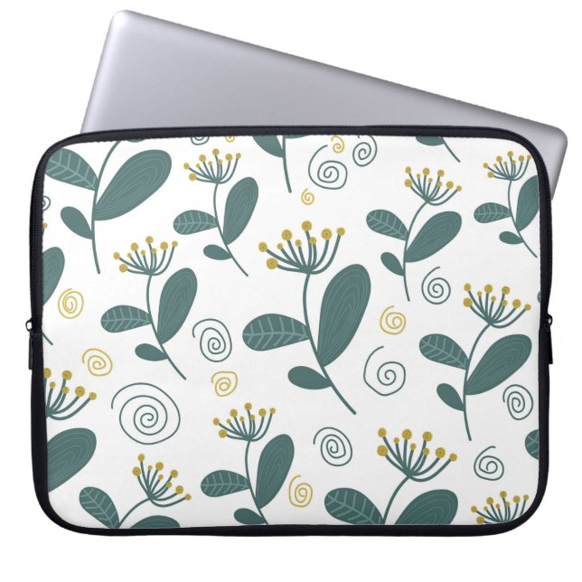 Seamless flowers background in Scandinavian style. Laptop Sleeve (Front)