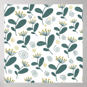 Seamless flowers background in Scandinavian style. Poster