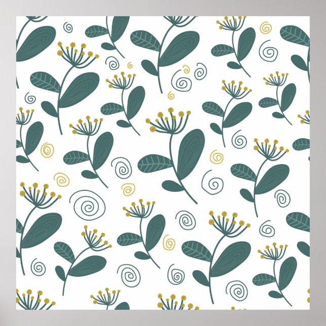 Seamless flowers background in Scandinavian style. Poster (Front)