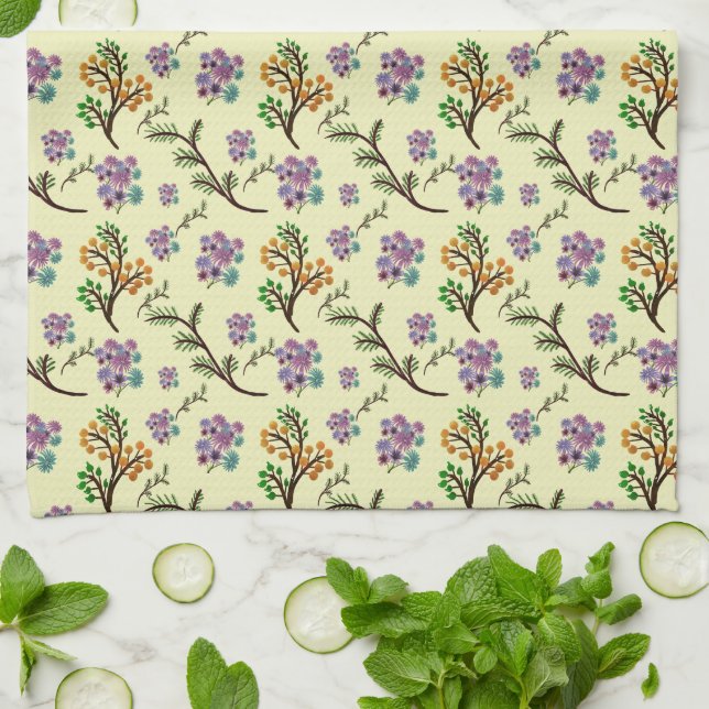 Seamless Forest Leaves Pattern Dark Botanical Natu Kitchen Towel (Folded)