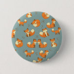 Seamless Fox and Butterfly Pattern Pinback Button