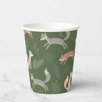 Seamless Fox Winter Branches and Leaves