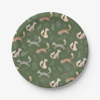 Seamless Fox Winter Branches and Leaves