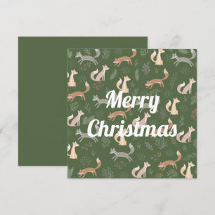 Seamless Fox Winter Branches and Leaves Pattern Card