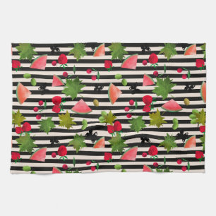 Seamless Fresh Fruits Berries Watercolor Cartoon C Kitchen Towel