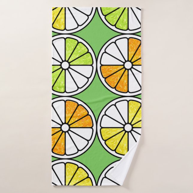 Seamless fruit pattern. Painted illustration. Oran Bath Towel (Bath Towel)