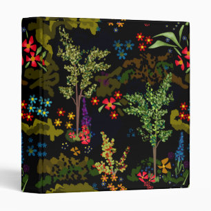 Seamless fun beautiful cute cartoon flowers plants 3 ring binder