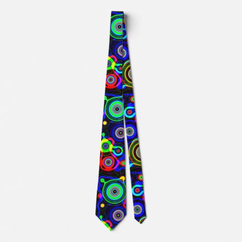 Seamless Funky Abstract Retro Neon Rings   Neck Tie