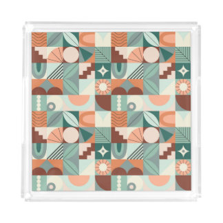 Seamless geometric, abstract mosaic pattern. acrylic tray