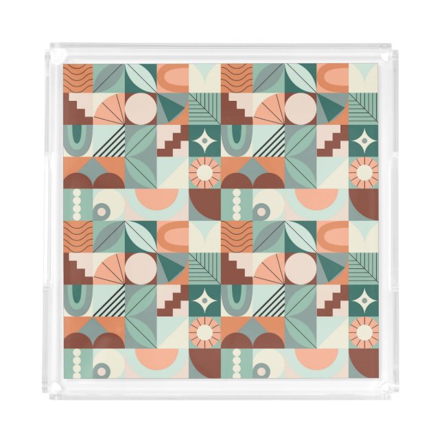 Seamless geometric, abstract mosaic pattern. acrylic tray (Front)