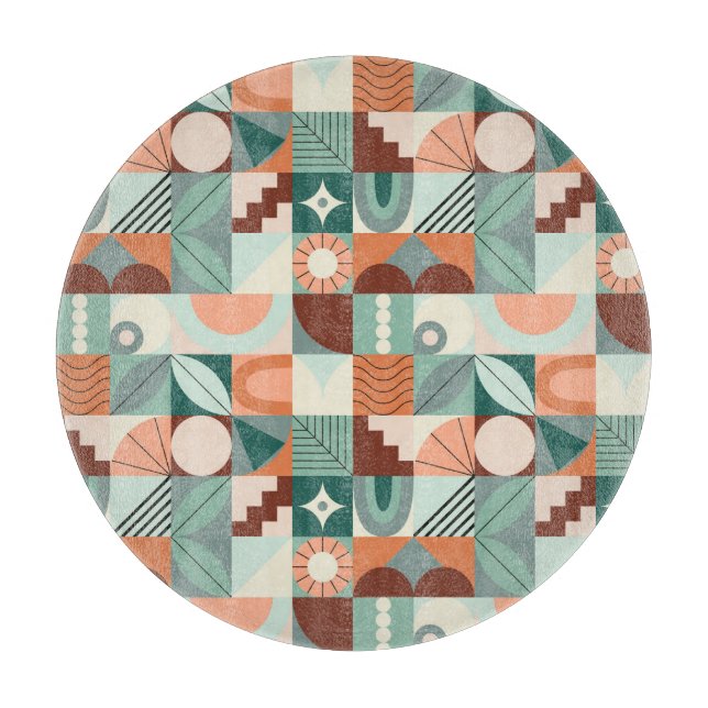 Seamless geometric, abstract mosaic pattern. cutting board (Front)