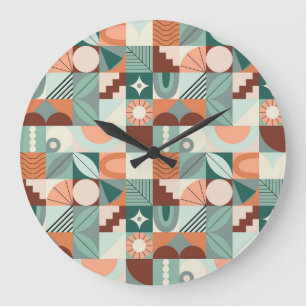 Seamless geometric, abstract mosaic pattern. large clock
