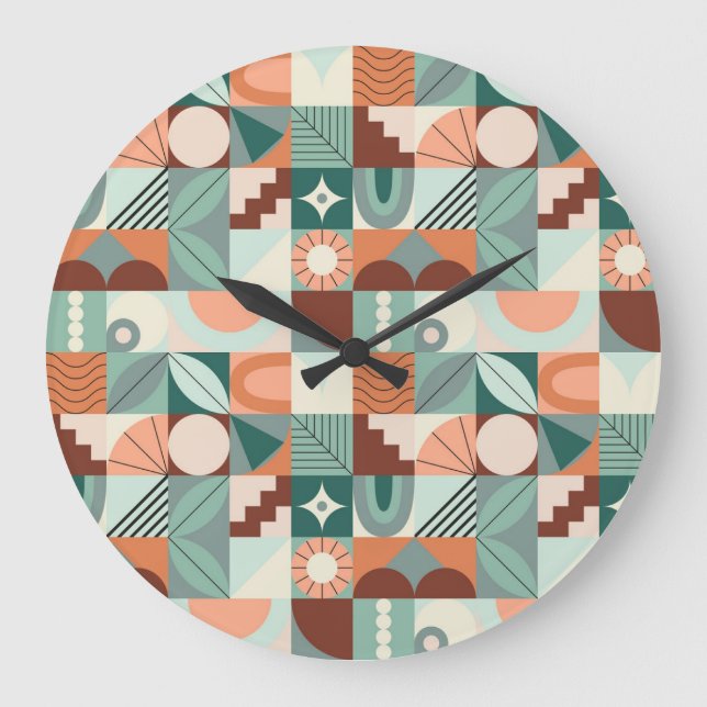 Seamless geometric, abstract mosaic pattern. large clock (Front)
