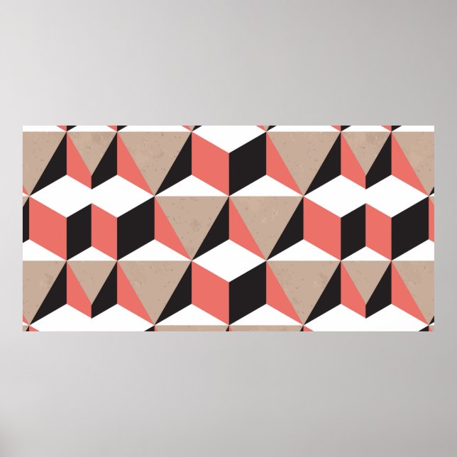 Seamless Geometric Black White Coral 3D Shapes Bro Poster (Front)