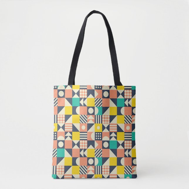 seamless geometric colorful pattern tote bag (Front)