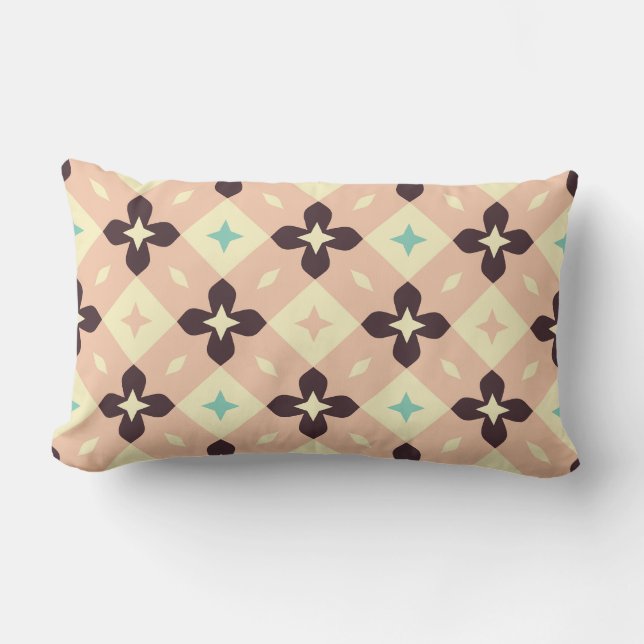 Seamless geometric floral  pattern lumbar pillow (Front)