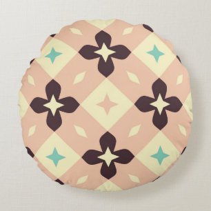 Seamless geometric floral pattern round pillow