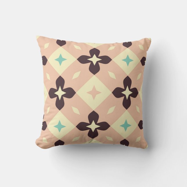 Seamless geometric floral  pattern throw pillow (Front)