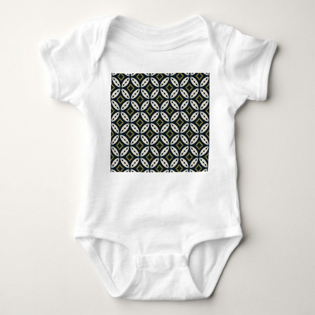 Seamless geometric flowers: colorful pattern. baby bodysuit (Front)