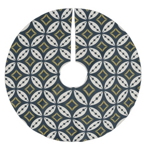 Seamless geometric flowers colorful pattern brushed polyester tree skirt