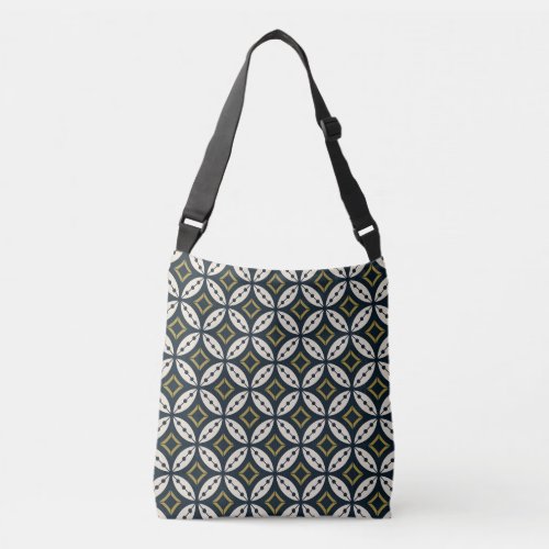 Seamless geometric flowers colorful pattern crossbody bag