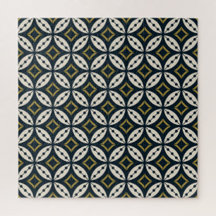Seamless geometric flowers: colorful pattern. jigsaw puzzle