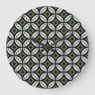 Seamless geometric flowers: colorful pattern. large clock