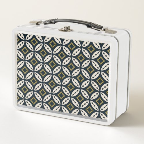 Seamless geometric flowers colorful pattern metal lunch box