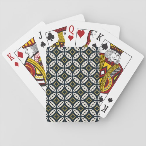 Seamless geometric flowers colorful pattern playing cards