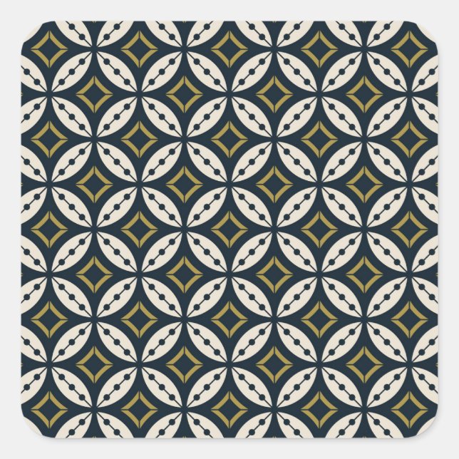 Seamless geometric flowers: colorful pattern. square sticker (Front)