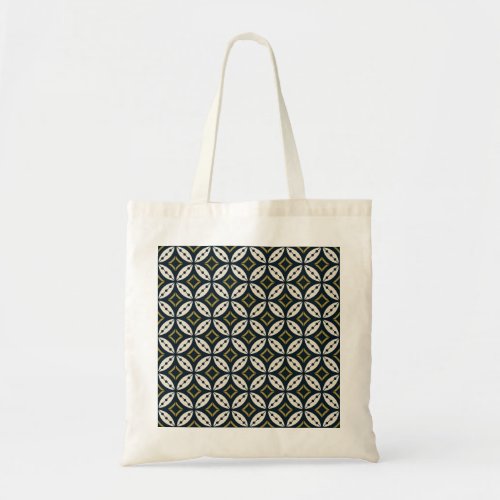 Seamless geometric flowers colorful pattern tote bag