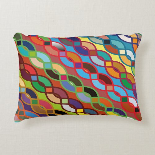 Seamless Geometric Multicolor Chain Pattern Accent Pillow