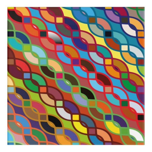 Seamless Geometric Multicolor Chain Pattern Acrylic Print