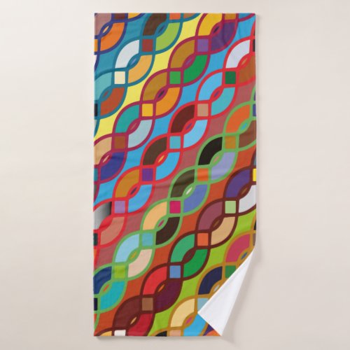 Seamless Geometric Multicolor Chain Pattern Bath Towel