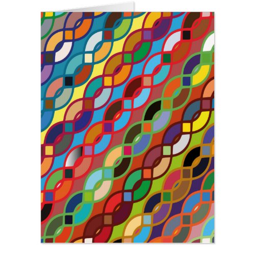 Seamless Geometric Multicolor Chain Pattern Card