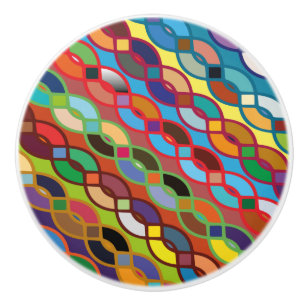 Seamless Geometric Multicolor Chain Pattern Ceramic Knob