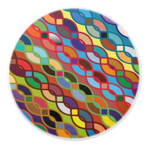 Seamless Geometric Multicolor Chain Pattern Ceramic Knob