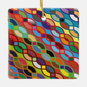 Seamless Geometric Multicolor Chain Pattern Ceramic Ornament