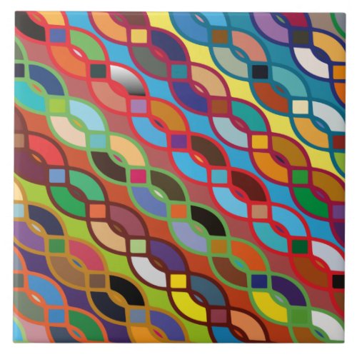 Seamless Geometric Multicolor Chain Pattern Ceramic Tile