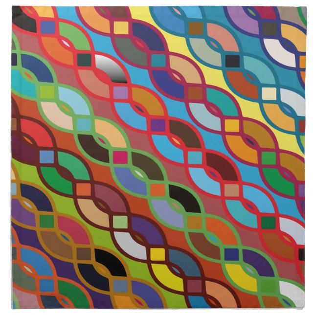Seamless Geometric Multicolor Chain Pattern Cloth Napkin (Front)