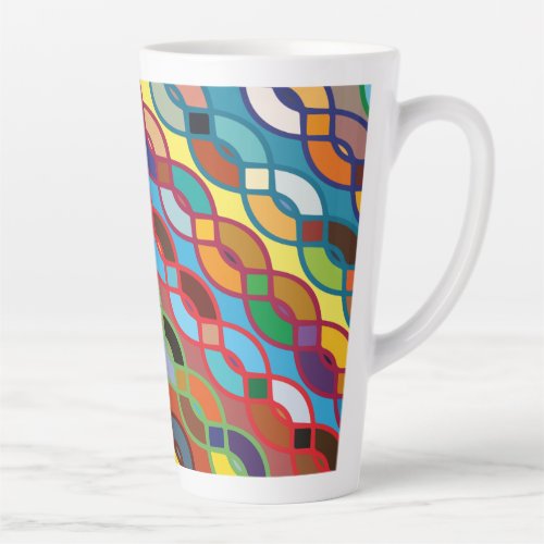 Seamless Geometric Multicolor Chain Pattern Latte Mug