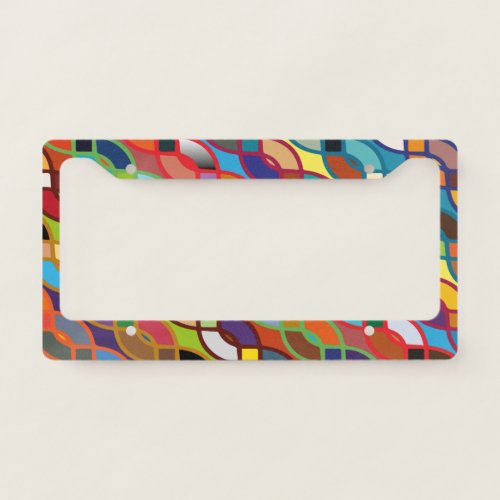 Seamless Geometric Multicolor Chain Pattern License Plate Frame