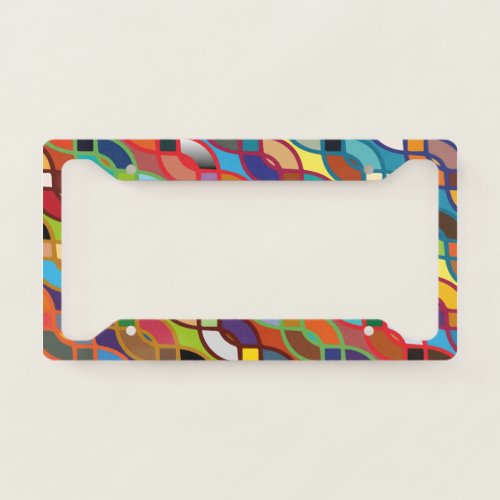 Seamless Geometric Multicolor Chain Pattern License Plate Frame