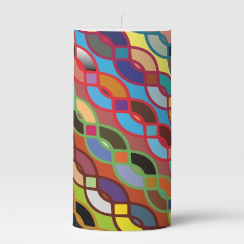 Seamless Geometric Multicolor Chain Pattern Pillar Candle