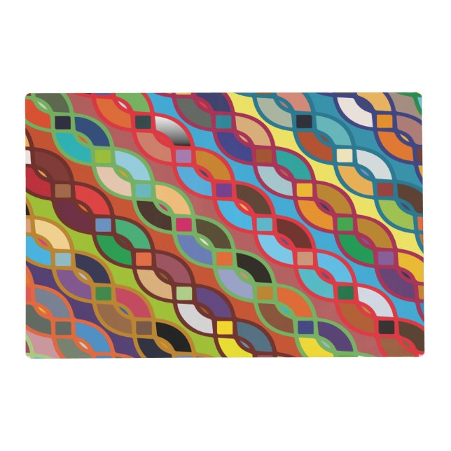 Seamless Geometric Multicolor Chain Pattern Placemat (Front)