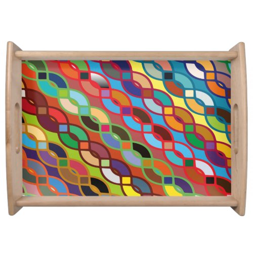 Seamless Geometric Multicolor Chain Pattern Serving Tray